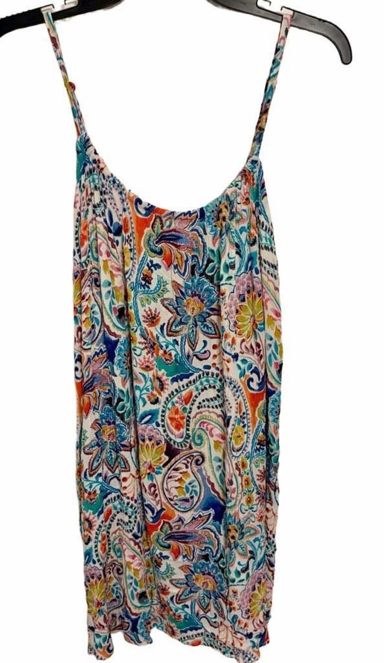 Venus Women's XL Paisley Print Flowy Summer BOHO Viscose Cami Dress